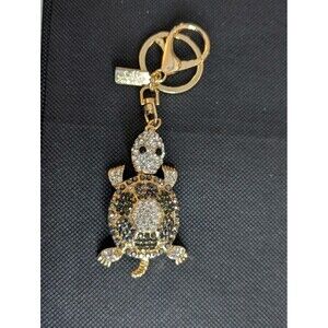 Off Park Crystal Turtle Keychain or Bag Charm - Gold Tone, Bling